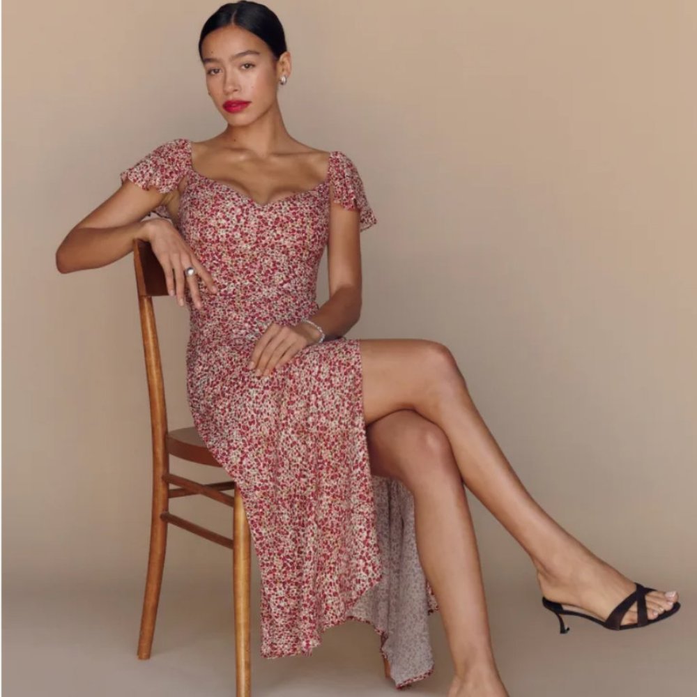 NWOT Reformation Baxley Dress, Size 12 La Vie En Rose